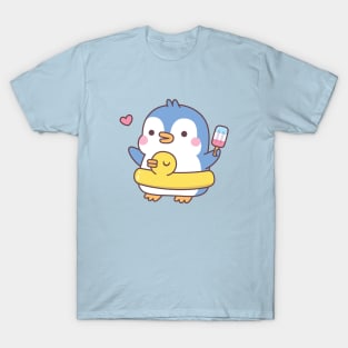 Cute Penguin With Duck Pool Float T-Shirt